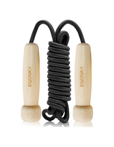Cuerda de saltar ajustable EGOSKY con mango de madera 3m