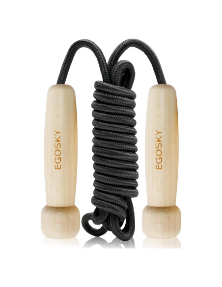Cuerda de saltar ajustable EGOSKY con mango de madera 3m