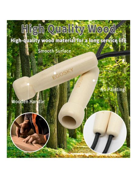Cuerda de saltar ajustable EGOSKY con mango de madera 3m