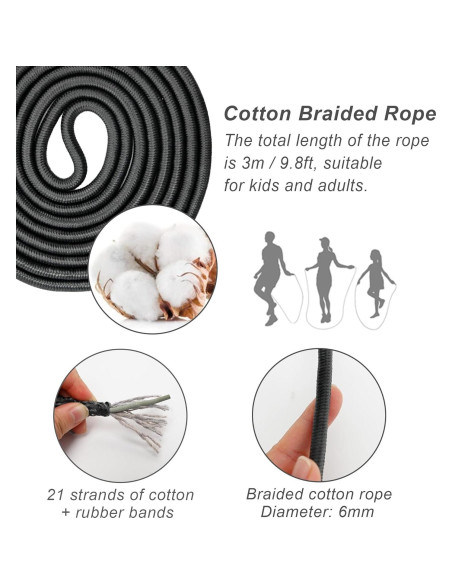 Cuerda de saltar ajustable EGOSKY con mango de madera 3m