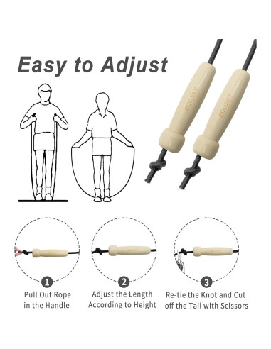 Cuerda de saltar ajustable EGOSKY con mango de madera 3m