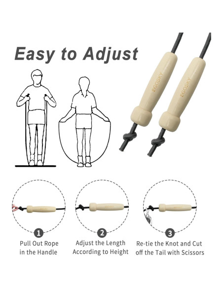 Cuerda de saltar ajustable EGOSKY con mango de madera 3m