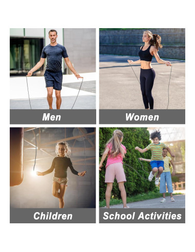 Cuerda de saltar ajustable EGOSKY con mango de madera 3m