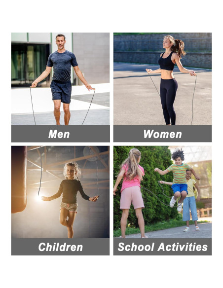 Cuerda de saltar ajustable EGOSKY con mango de madera 3m
