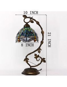 Lámpara de Mesa ZJART Vidrio Templado 20x25x53 cm Libélula Amarilla 2