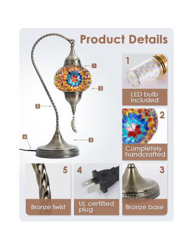 Lámpara de Mesa Yarra-Decor Turca de Mosaico 38cm LED