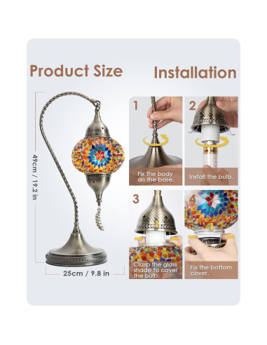 Lámpara de Mesa Yarra-Decor Turca de Mosaico 38cm LED