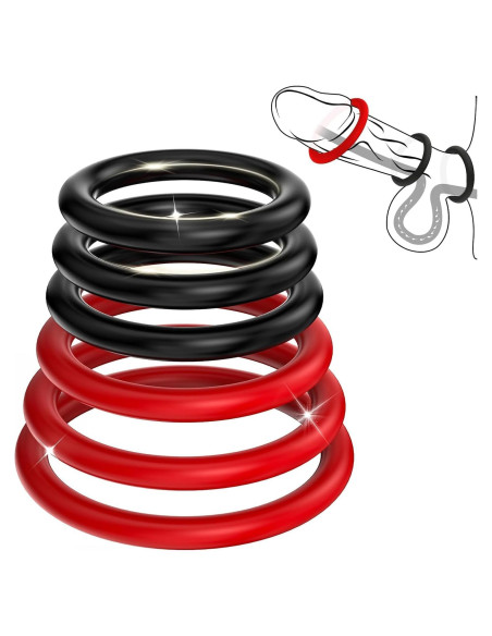 6 Pcs Anillos de Silicona Genérico para Hombres - Placer Mejorado