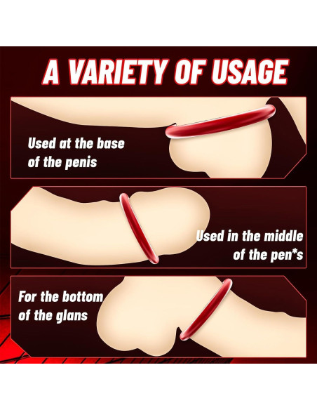 6 Pcs Anillos de Silicona Genérico para Hombres - Placer Mejorado