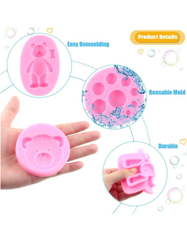 Molde de Silicona MIYAHOUSE Oso de Peluche Set de 4 Piezas