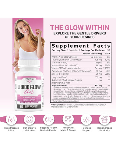 Aumentador de Libido para Mujeres Libido Glow Girl - 60 Cápsulas