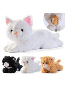 Conjunto de Juguetes de Peluche Prextex - Gato Grande y 3 Gatitos
