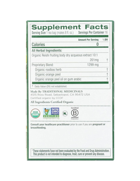 Té Orgánico de Hongo Reishi Medicinales Tradicionales 16 Cuentos