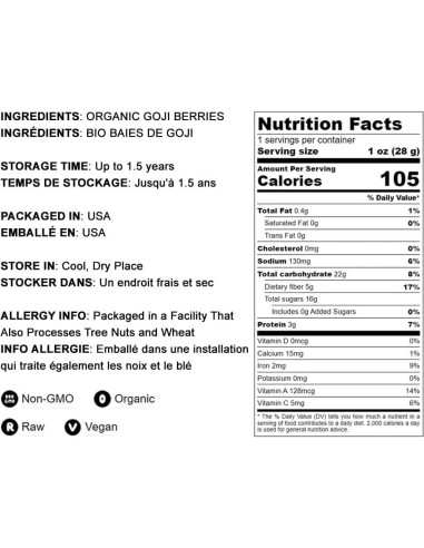 Bayas de Goji Orgánicas Food to Live 4.54 kg Secadas al Sol