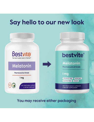 Melatonina 1 mg Bestvite 240 Cápsulas Veganas Sin Gluten