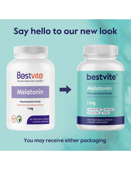 Melatonina 1 mg Bestvite 240 Cápsulas Veganas Sin Gluten