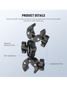 Abrazadera Doble NEEWER CA160 con Brazo Mágico 360 2