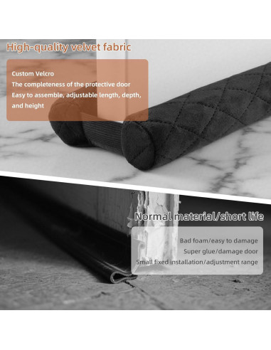 Tapones de Draft Amugret para Puerta - Terciopelo Negro 76-91 cm