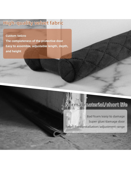 Tapones de Draft Amugret para Puerta - Terciopelo Negro 76-91 cm