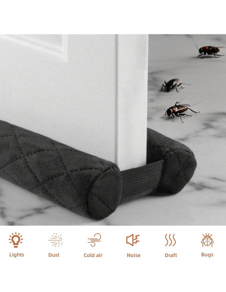 Tapones de Draft Amugret para Puerta - Terciopelo Negro 76-91 cm