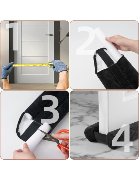 Tapones de Draft Amugret para Puerta - Terciopelo Negro 76-91 cm