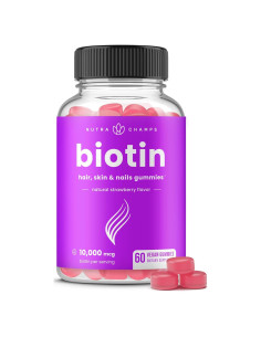Gomitas de Biotina Veganas NutraChamps 10000 mcg - Salud Cabello, Piel y Uñas