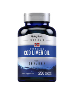 Aceite de Hígado de Bacalao Piping Rock 250 Cápsulas Omega-3