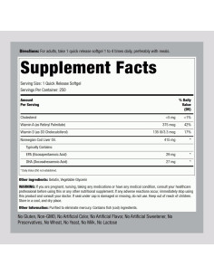 Aceite de Hígado de Bacalao Piping Rock 250 Cápsulas Omega-3 2