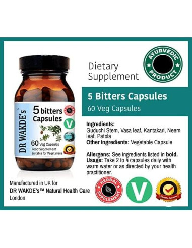 Cápsulas Amargas DR WAKDE 60 Veganas Desintoxicación Ayurveda