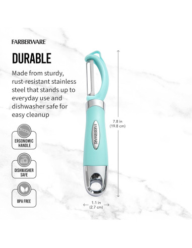 Pelador Euro Farberware Acero Inoxidable 20 cm Aqua Sky