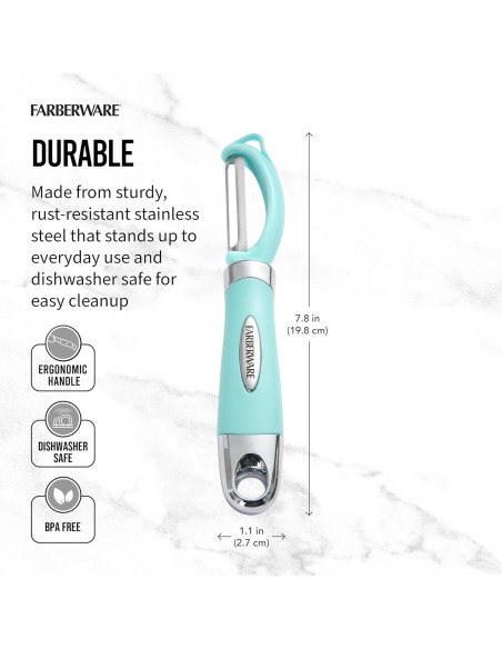 Pelador Euro Farberware Acero Inoxidable 20 cm Aqua Sky