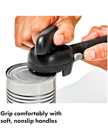 Abrelatas OXO Good Grips Bisel Suave Negro Acero Inoxidable