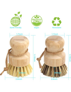 Juego de Cepillos de Platos Ecológicos Aisuly - 4 Piezas de Bambú 2