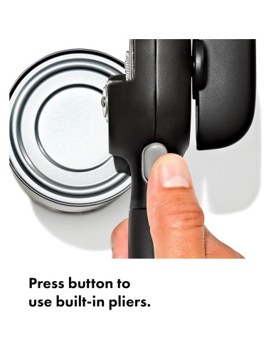 Abrelatas OXO Good Grips Bisel Suave Negro Acero Inoxidable