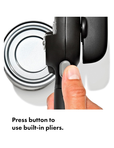 Abrelatas OXO Good Grips Bisel Suave Negro Acero Inoxidable