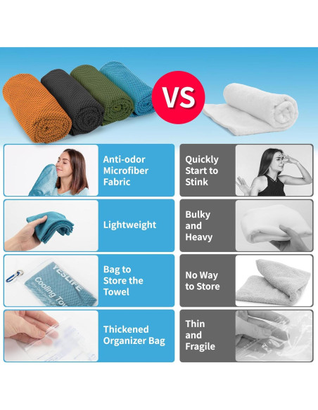 Toallas Enfriadoras YESLIFE 4 Piezas 101.6x30.5cm Microfibra
