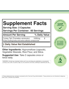 Suplemento Hongo Cola de Pavo 120 Cápsulas Double Wood 2