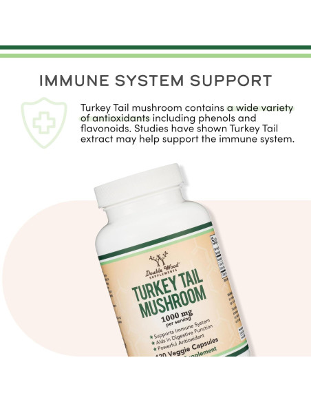 Suplemento Hongo Cola de Pavo 120 Cápsulas Double Wood