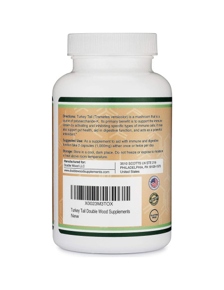 Suplemento Hongo Cola de Pavo 120 Cápsulas Double Wood