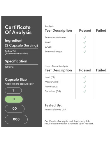 Suplemento Hongo Cola de Pavo 120 Cápsulas Double Wood