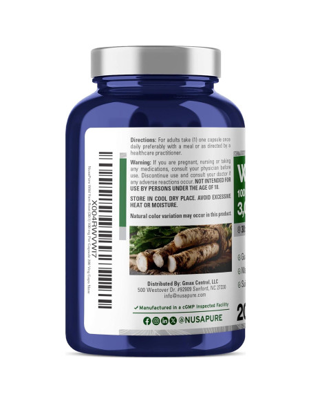 Extracto de raíz de ñame salvaje NusaPure 100 mg 200 cápsulas veganas