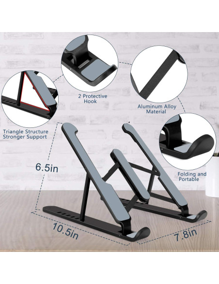 Soporte de Laptop Plegable pidien Ajustable 6 Niveles Negro
