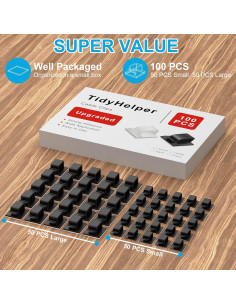 100 Clips Adhesivos para Cables TidyHelper - Pequeños y Grandes 2