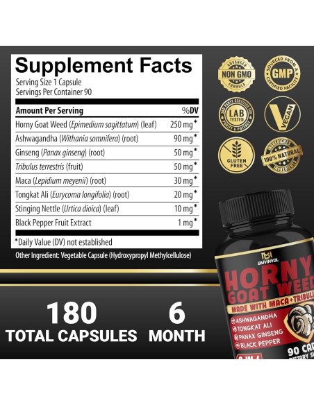 Cápsulas de Hierba de Cabra Apasionada BMVINVOL - 180 Unidades