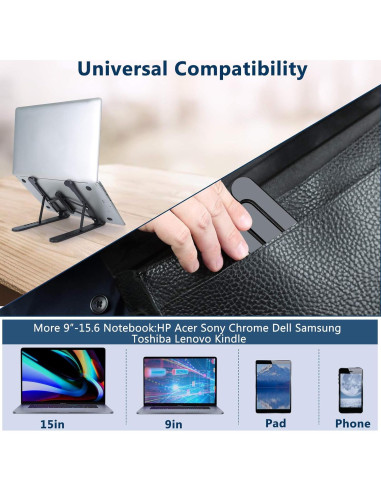 Soporte de Laptop Plegable pidien Ajustable 6 Niveles Negro