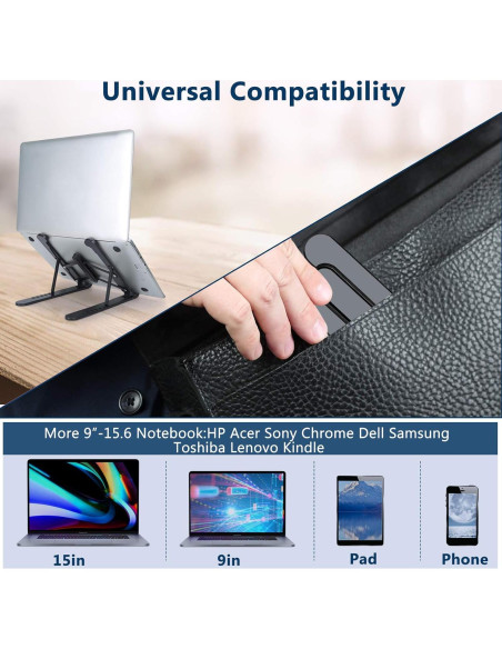 Soporte de Laptop Plegable pidien Ajustable 6 Niveles Negro