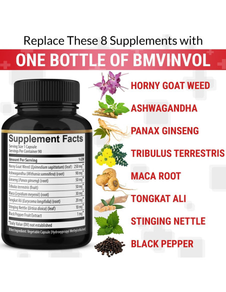 Cápsulas de Hierba de Cabra Apasionada BMVINVOL - 180 Unidades