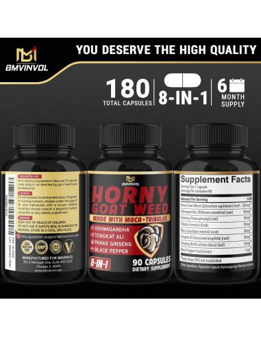 Cápsulas de Hierba de Cabra Apasionada BMVINVOL - 180 Unidades