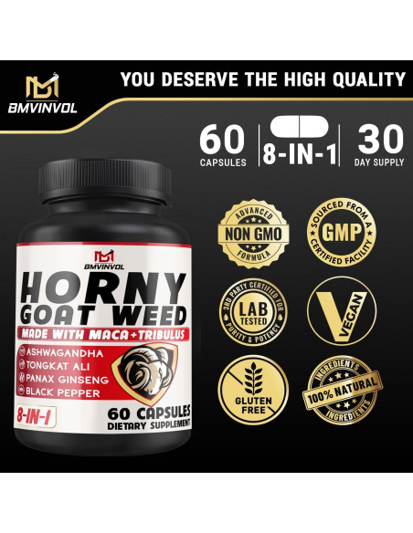 Cápsulas Veganas de Hierba de Cabra Caliente BMVINVOL - 60 Unidades