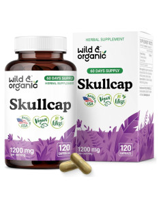 Cápsulas de Hierba Skullcap Silvestre 1200 mg - 120 Unidades - Vegano